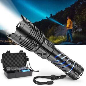 Rechargeable Flashlight, 200000 Lumens, Type-C Fast Charging, 5 Modes,